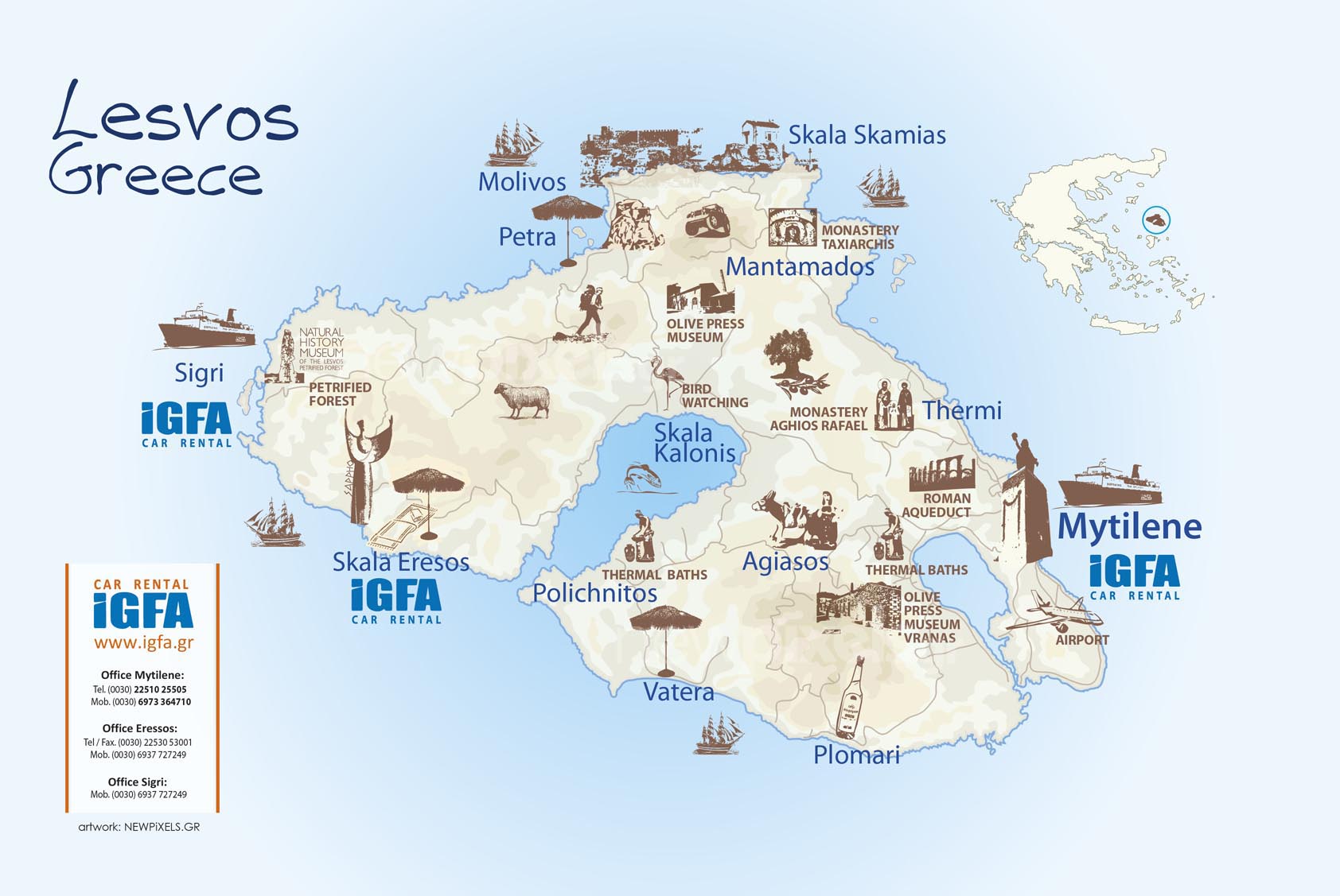 IGFA - Lesvos Car Rental - Mytilene, Eresos, Sigri, Molyvos